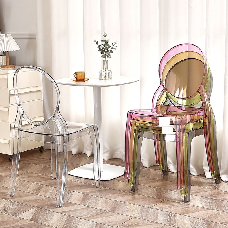 Modern Armless Chair Plastic Open Back Side Chair for Dining Room