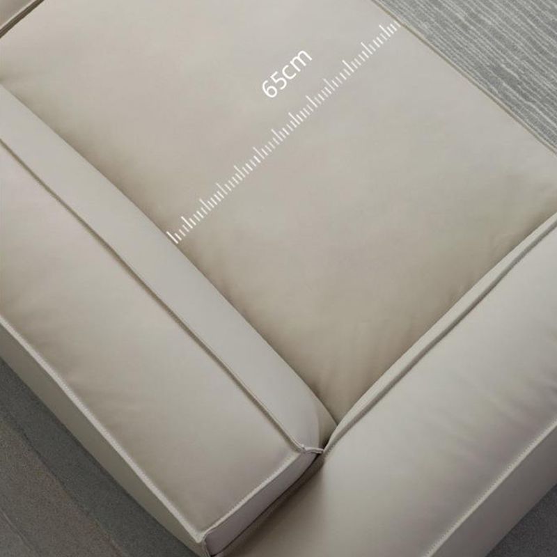 Modern 4-seat Square Arm Sofa 110.23" Wide Beige Faux Leather Sofa
