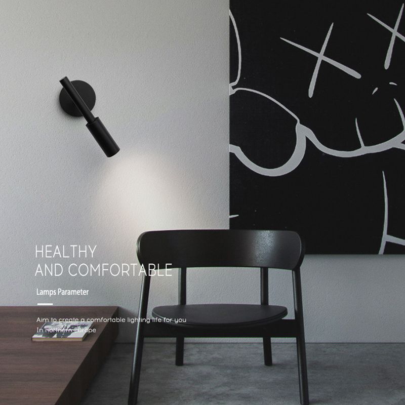Modern Simple Wall Light Cylinder Shape Wall Lamp with Iron Shade for Bedroom