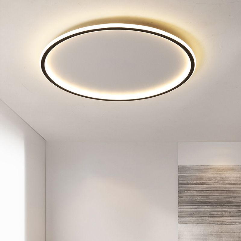 Éclairage encastré à disque ultra-mince, plafonnier LED en acrylique Simple pour salon, largeur 16/19.5/23.5 pouces, noir