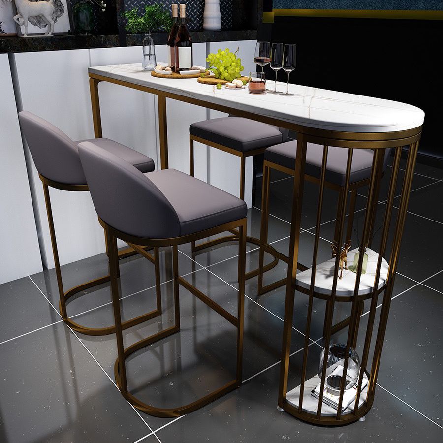 Contemporary Armless Dining Stools Metal Bar Stools with Footrest