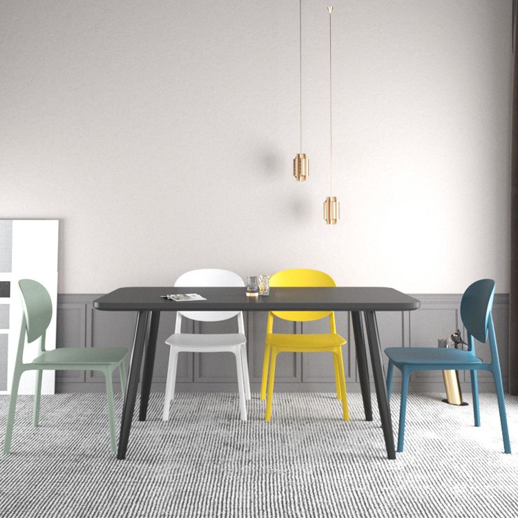Plastic Contemporary Kitchen Dining Chair Armless Open Back Chair