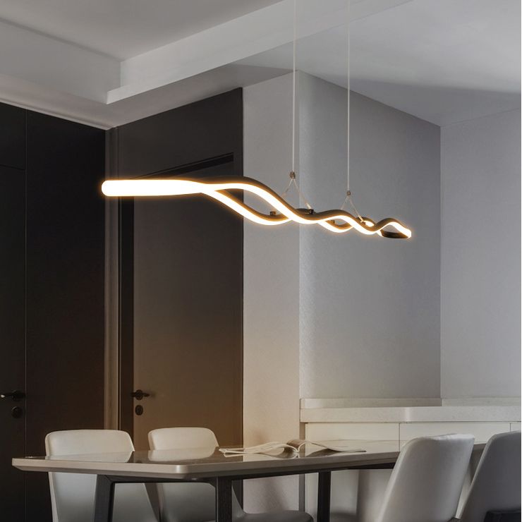Curved Island Ceiling Light Minimalist Style LED Metal Pendant Lighting Fixture for Dinning Room
