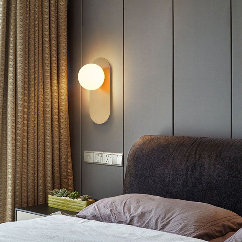 Glass Round Sconce Light Fixture Minimalist-Style Wall Mounted Light Fixture for Bedroom