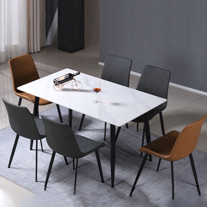 Modern Black Marble Counter Table Rectangle Dining Table for Kitchen