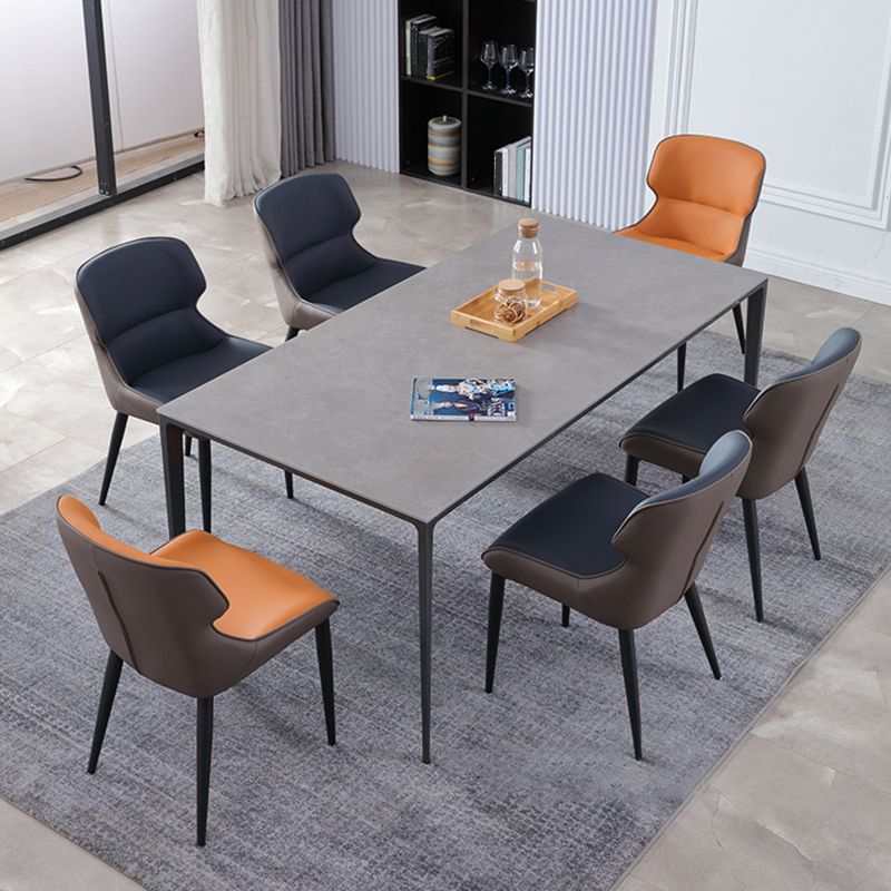 Modern Leather Curved Sloped Arm Chair Parsons Chair for Brasserie