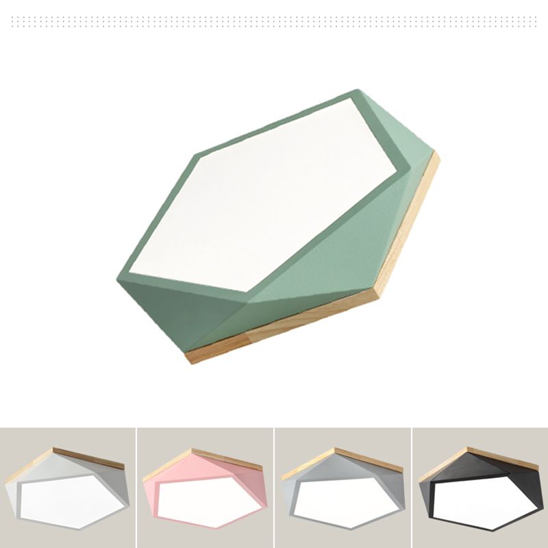 Plafonnier LED Macaron nordique moderne en fer forgé encastré géométrique avec abat-jour en acrylique