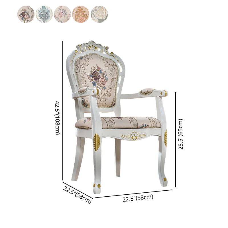 Silla de comedor de tela victoriana con respaldo King Louis y acabado mate (juego de 2)