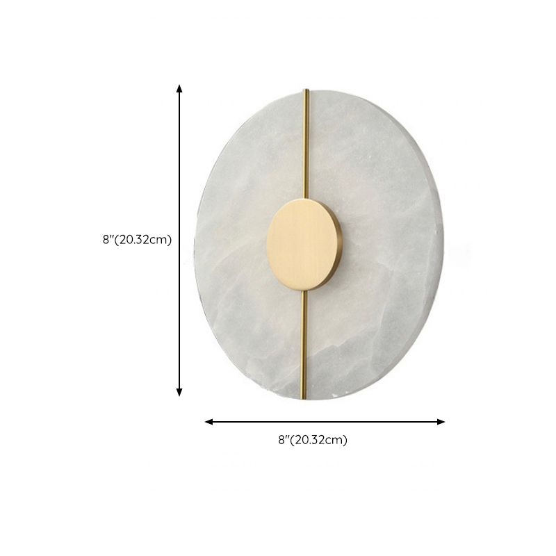 Brass and Stone Wall Lighting Round / Oval LED Wall Mounted Fixture in Gold
