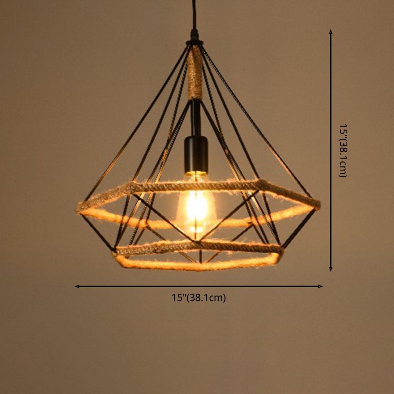 Industrieel touw koord commerciële hanglampverlichting metalen hanger verlichtingsarmaturen voor woonkamer