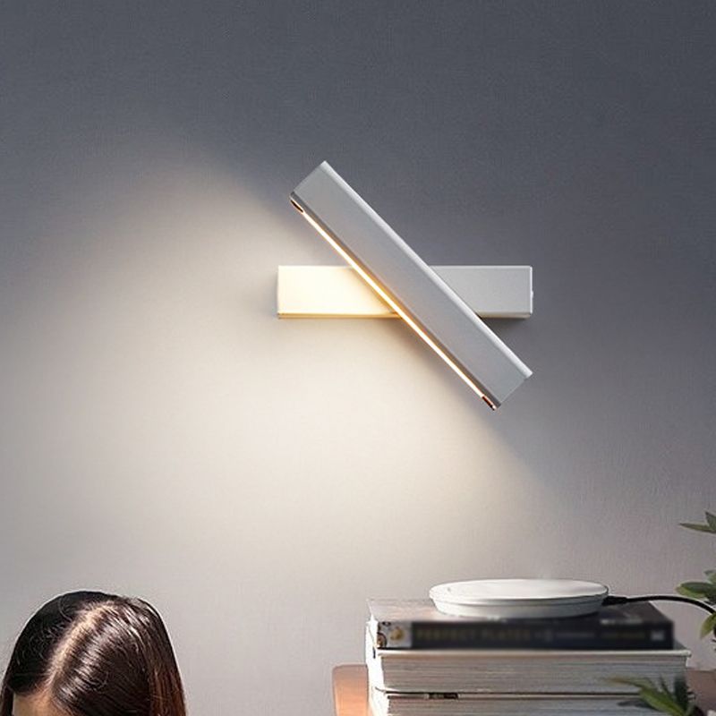 1 Light Rectangular Wall Mounted Lamps Modern Style Wood Wall Lamps