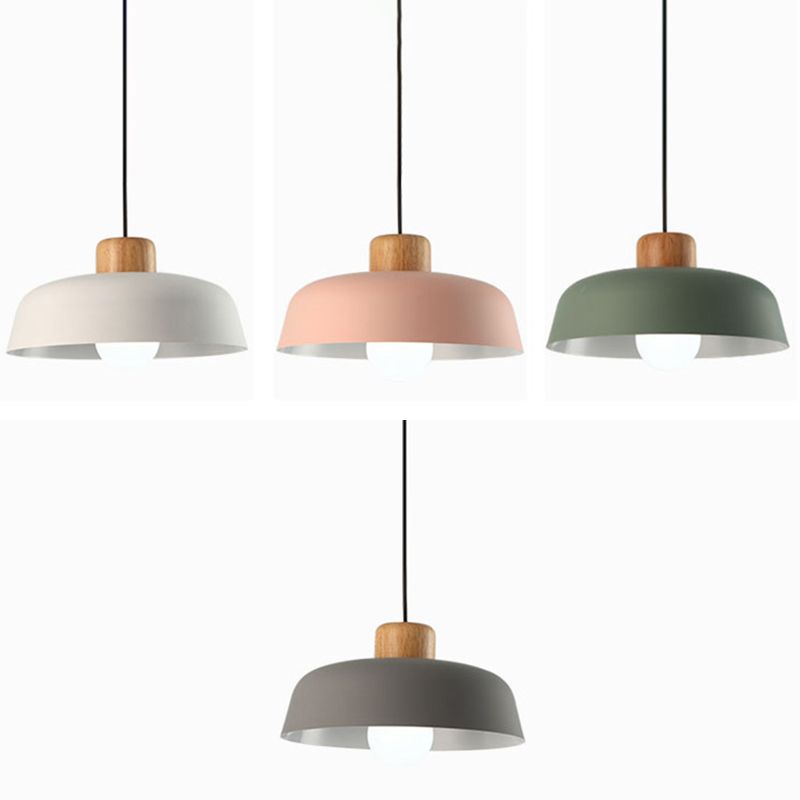 Candelier de lámpara de aluminio de estilo industrial nórdico bandeja de madera de la lámpara de aluminio Luz de dormitorio