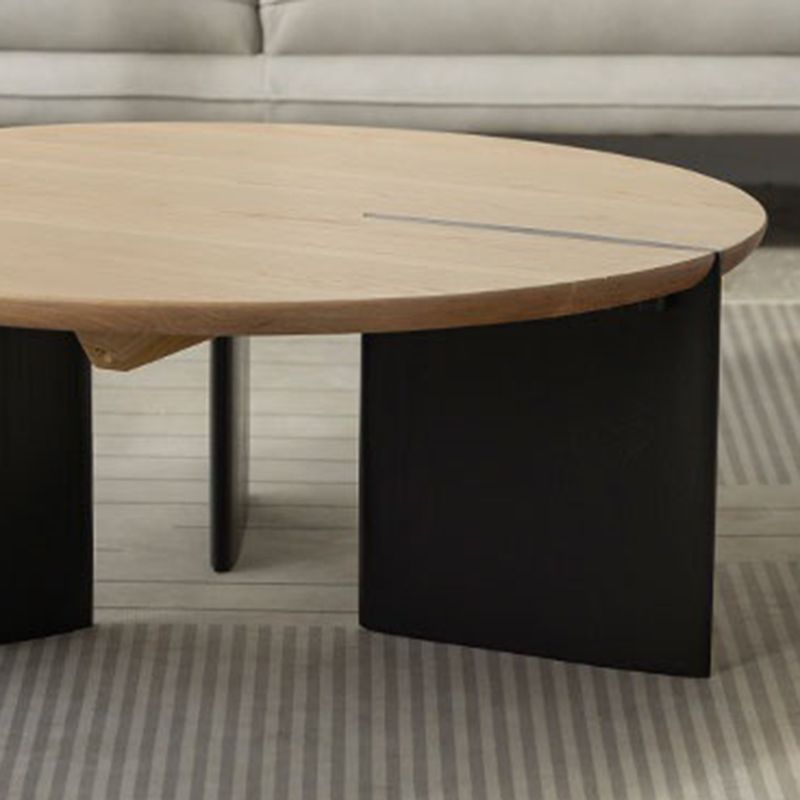Contemporary Style Coffee Table Solid Wood Round Cocktail Table