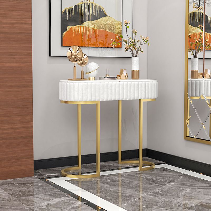 Glam Oval Console Accent Table Antique Finish 13.78" W Sofa Console Table