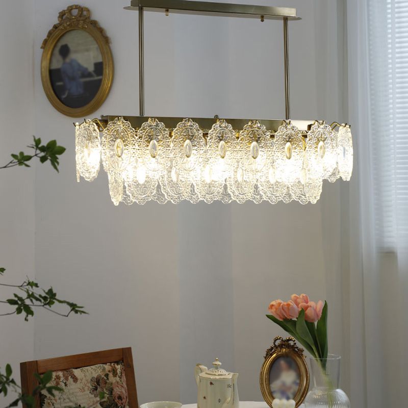 Metal Linear Island Pendant Lights Modern Style Glass Pendant Lighting for Kitchen Island