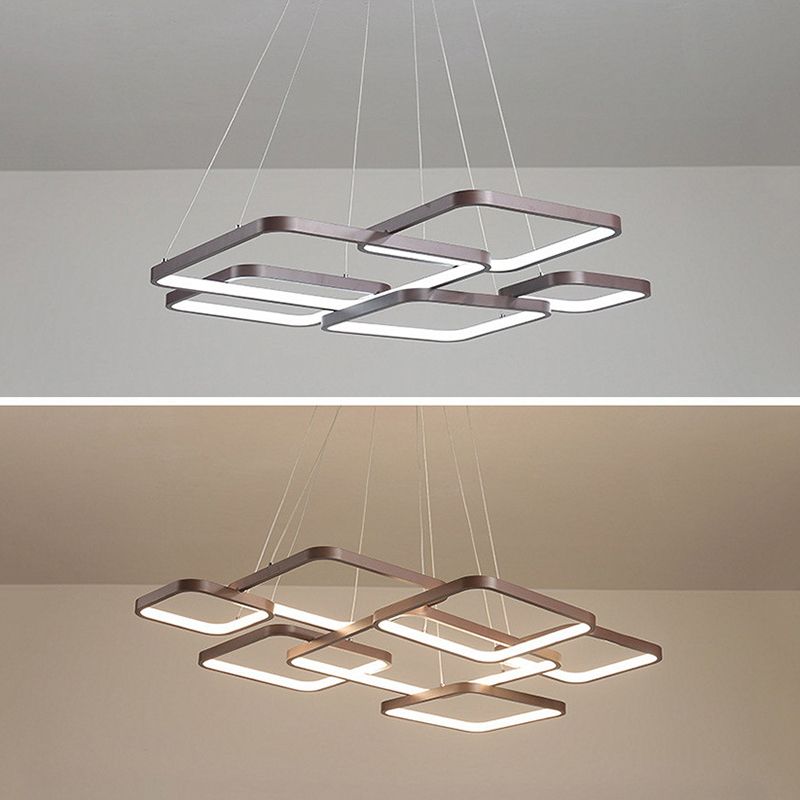 Brown Aluminum Hanging Pendant Lights Modern Hanging Lamps for Living Room