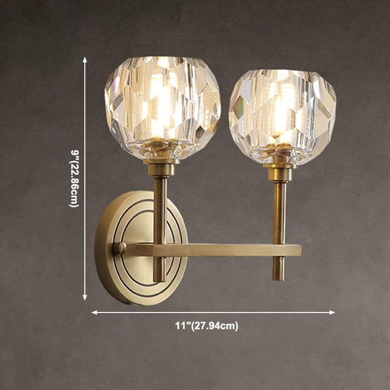 Ball Shade Multi-Lights Wall Sconce Modern Style Crystal Wall Mount Light Fixture in Brass