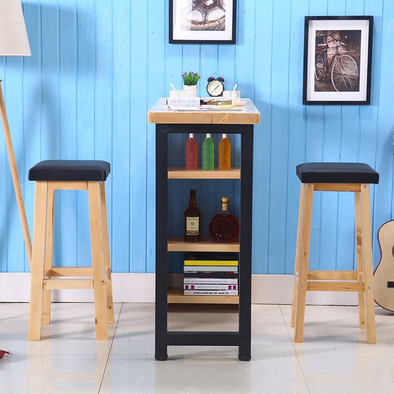 Modern Rectangle Bar Table Set 1/3 Pcs Wooden Brown Bar Table Set