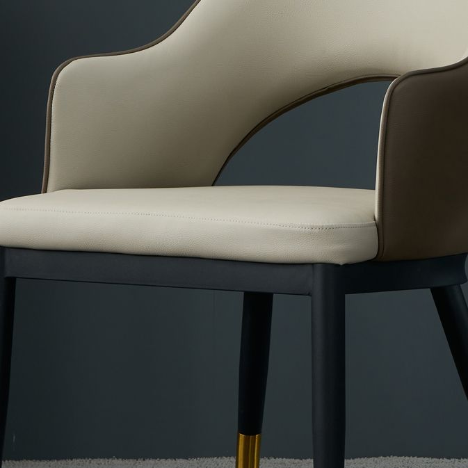 Metal Industrial Dining Chair with Arms Matte Finish Open Back Side Chair