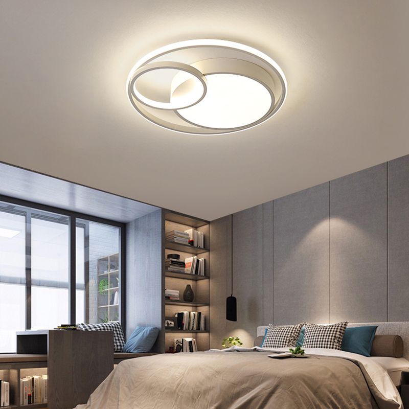 Circular Led Flush Mount Light Fixture Contemporary Acrylic Bedroom Ceiling Lamp