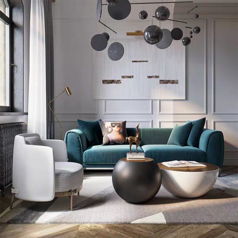 Abstract Coffee Cocktail Table with Trunk Storage Modern Round Glass Top