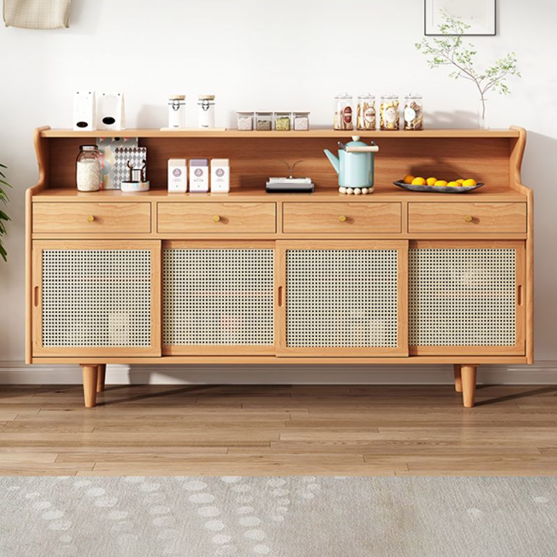 Modern Buffet Table Pine Sideboard Table with Doors for Dining Room