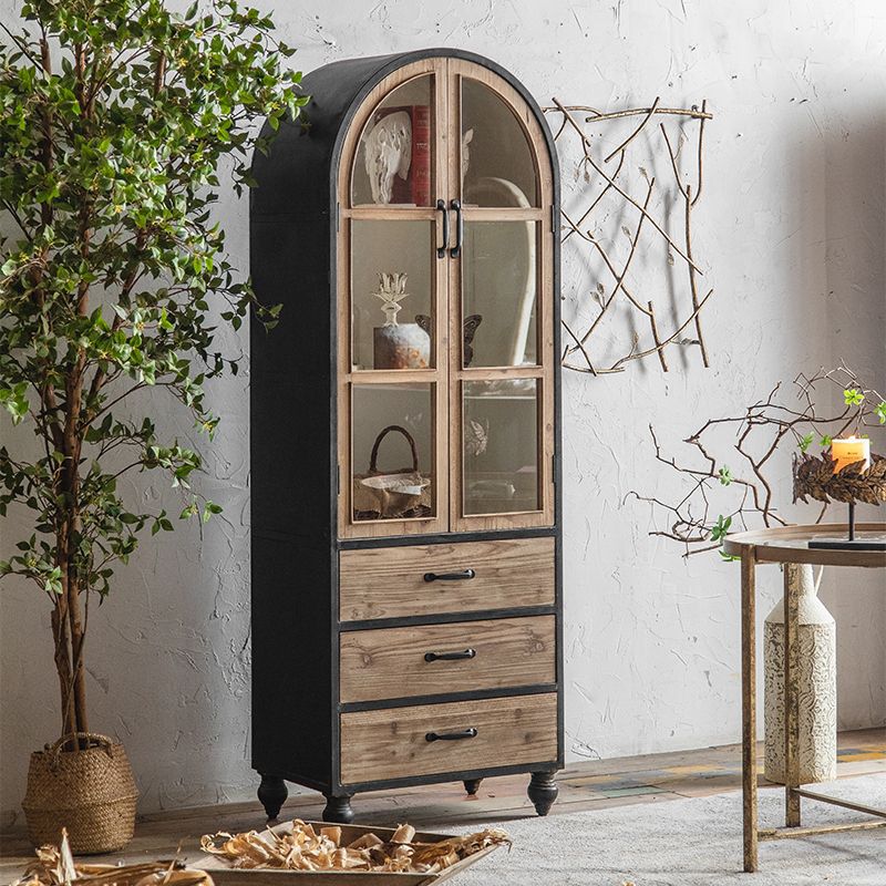 Traditional Wood Cabinet Multi-shelf Display Buffet Cabinet with Door for Living Room