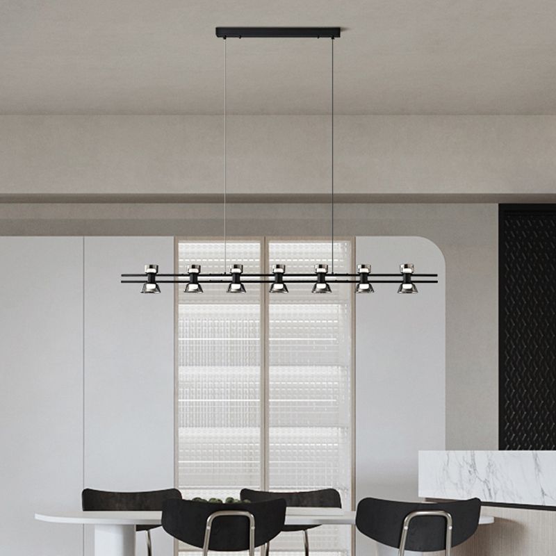 Contemporary Glass LED Hanging Pendant Lights in Black for Dining Room