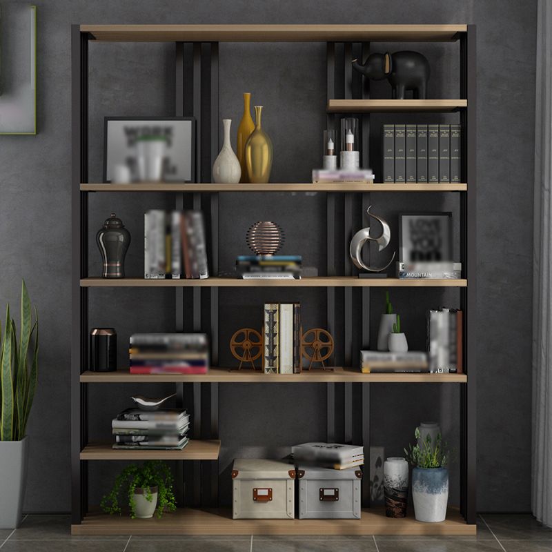 Industrial Style Bookshelf Open Shelf Vertical Metal Shelf with Rectangular Shelves
