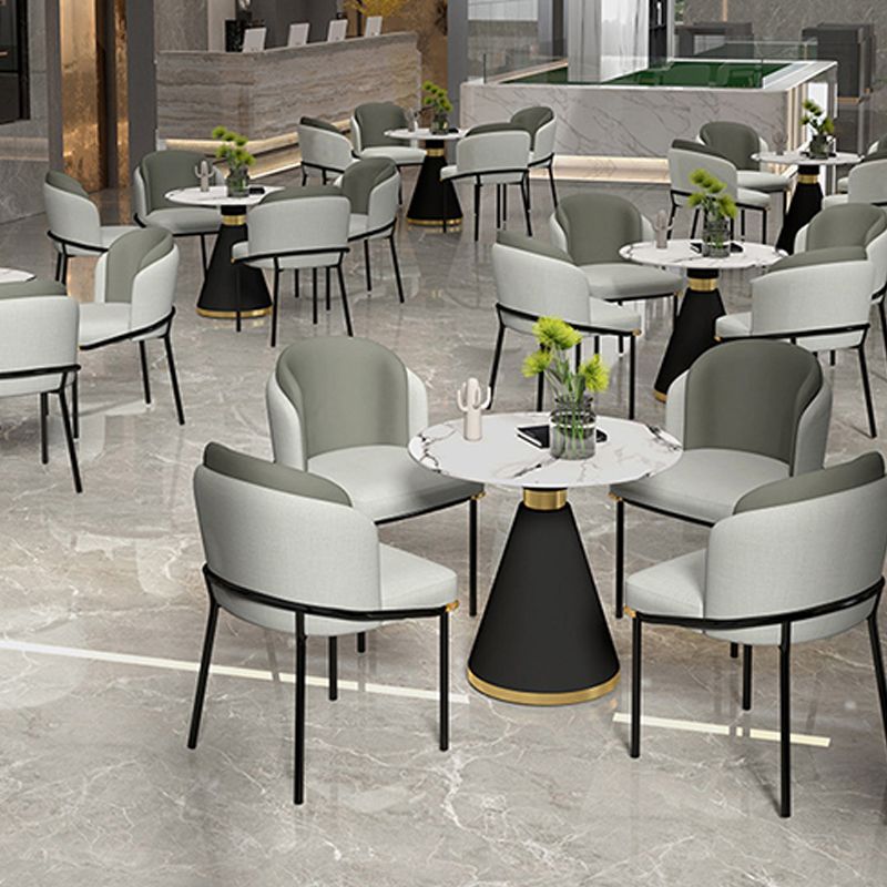 Glam Metal Dinette Table Sintered Stone Dining Table for Home Use