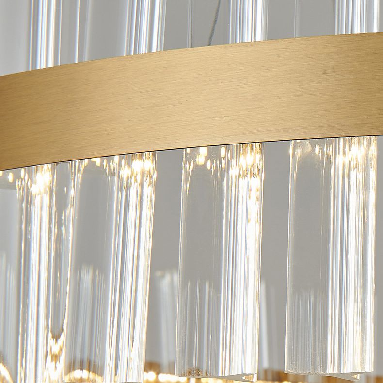 Postmodern Circular Suspended Lighting Fixture Crystal Hanging Ceiling Fixture for Restaurant