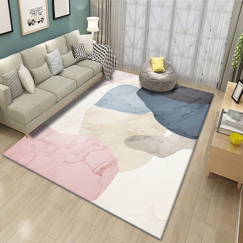 Gray Minimalist Rug Polyester Graphic Rug Washable Rug for Living Room