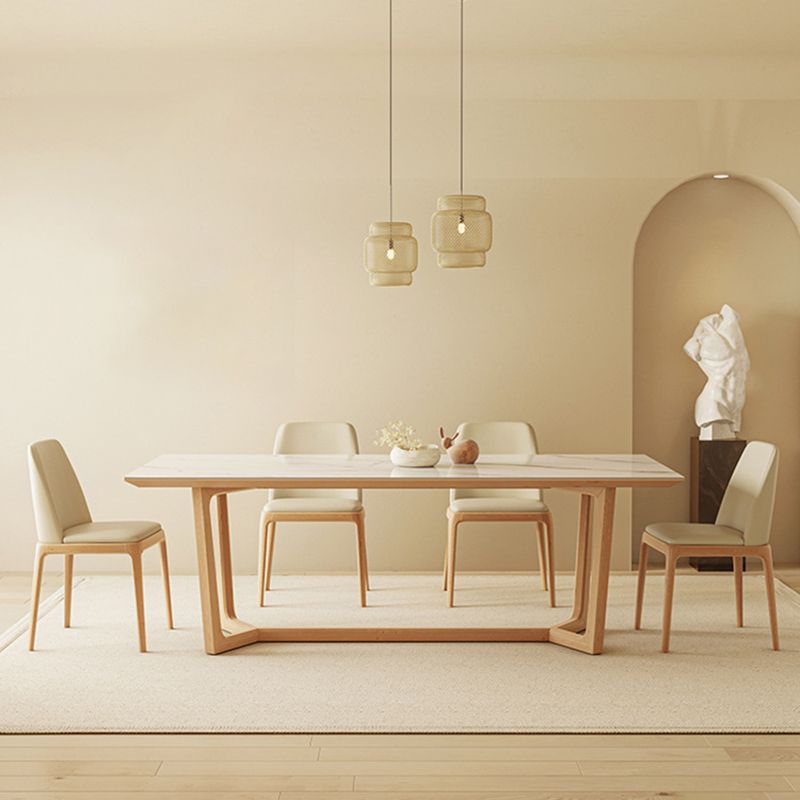 Industrial Dining Room Table Rectangle Stone Dining Site Table in White