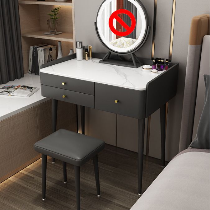 Contemporary Stone Dressing Table 31.1-In High Makeup Vanity Table with Stool