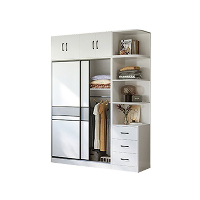 Sliding Wardrobe Armoire with Shelves Engineered Wood Wardrobe Cabinet