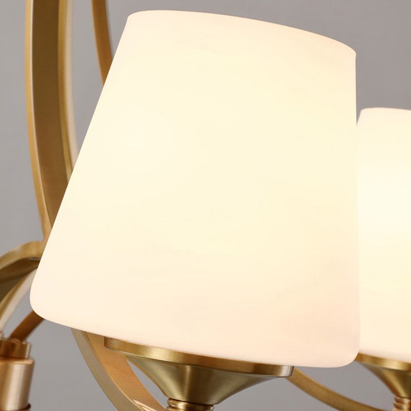 Conical Chandelier Light Fixture Traditional Frosted White Glass Pendant Lighting for Restaurant