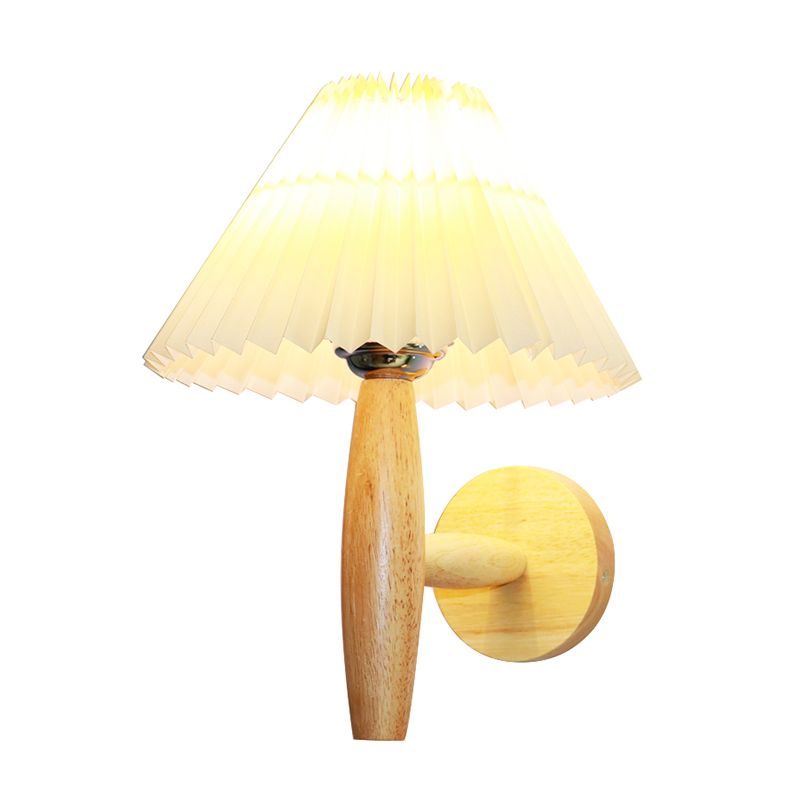 Japanese Style Wooden Wall Light Cone Shape Wall Lamp for Living Room