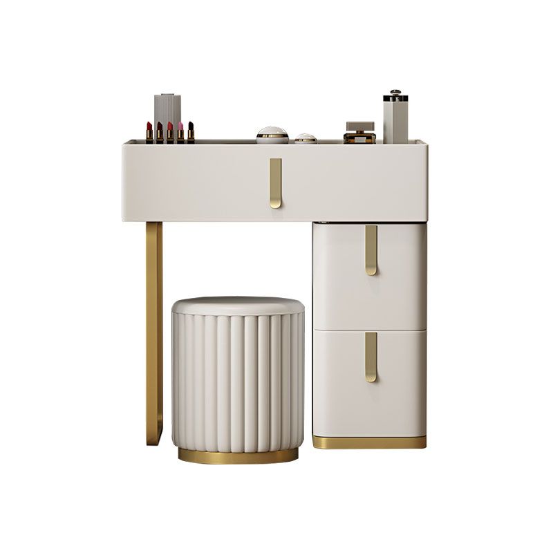 Glam Glass Top Vanity Dressing Table Set 3-Drawer Make-up Vanity