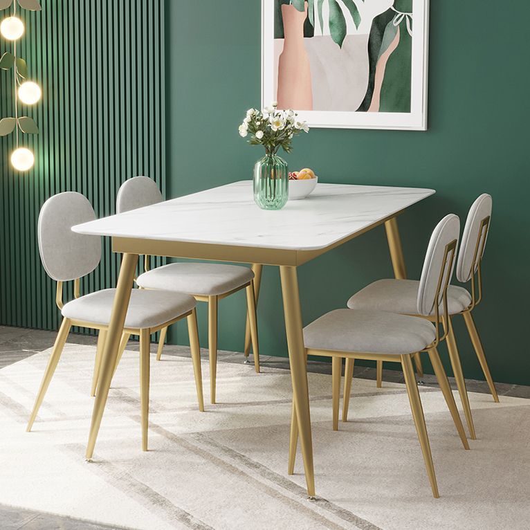 Luxusstil Sintered Stone Esstisch 4 Beine Basis Rechtecktisch für Zuhause