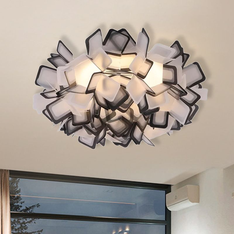 Plafonnier sinueux Art déco avec abat-jour en acrylique, éclairage encastré pour chambre à coucher