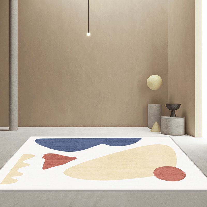 Tapis moderne blanc en Polyester, pièce de couleur, tapis d'intérieur résistant aux taches, pour la décoration de la maison