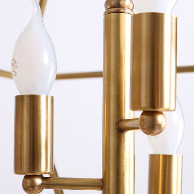 Metal Gold Pendant Lamp Candle-Style 4 Lights Classic Chandelier Light Fixture for Living Room