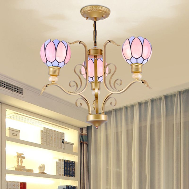 Blossom lampadario leggero in vetro rosa Tiffany 3/5/6 luci kit lampada sospesa per soggiorno