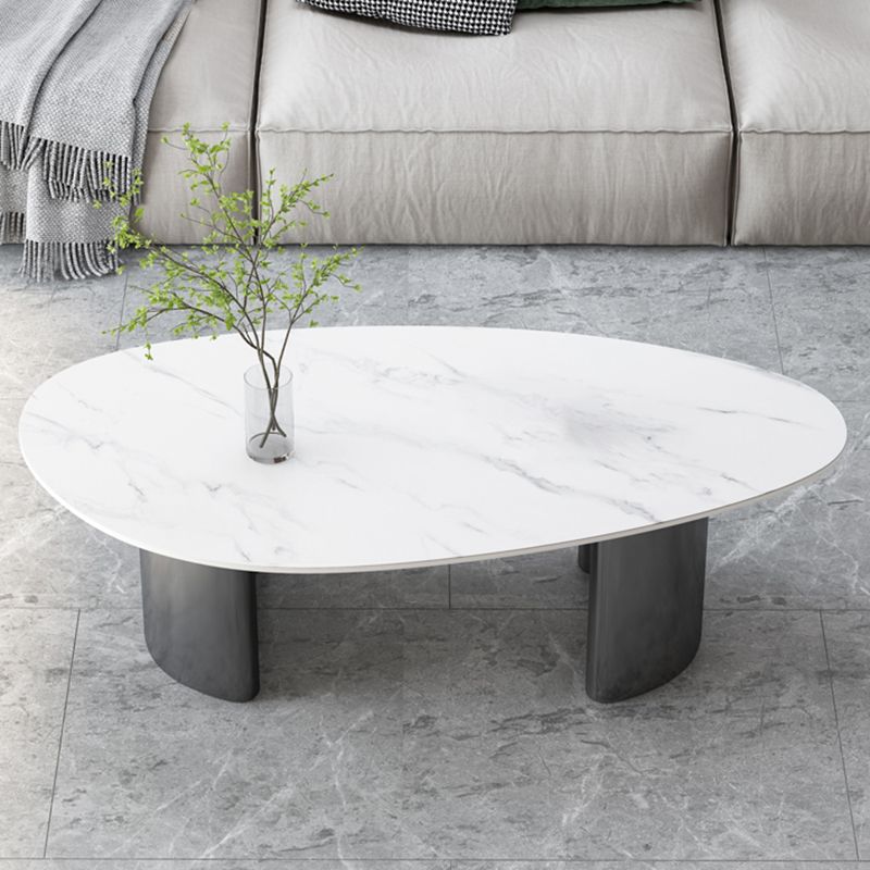 15"H Glam Coffee Table Slate Single White Coffee Cocktail Table