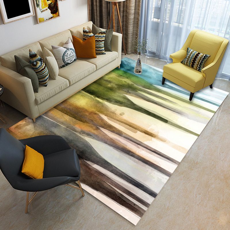 Modern Home Decor Rug Multi Color Abstract Print Area Carpet Synthetics Non-Slip Backing Pet Friendly Rug