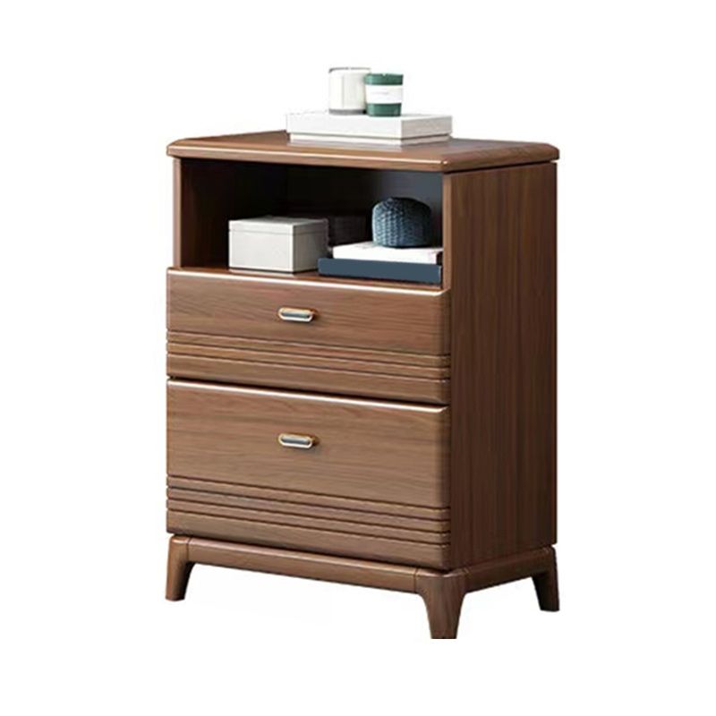 Mid-Century Modern Chest with 1 Shelf and Drawers and Legs in Walnut