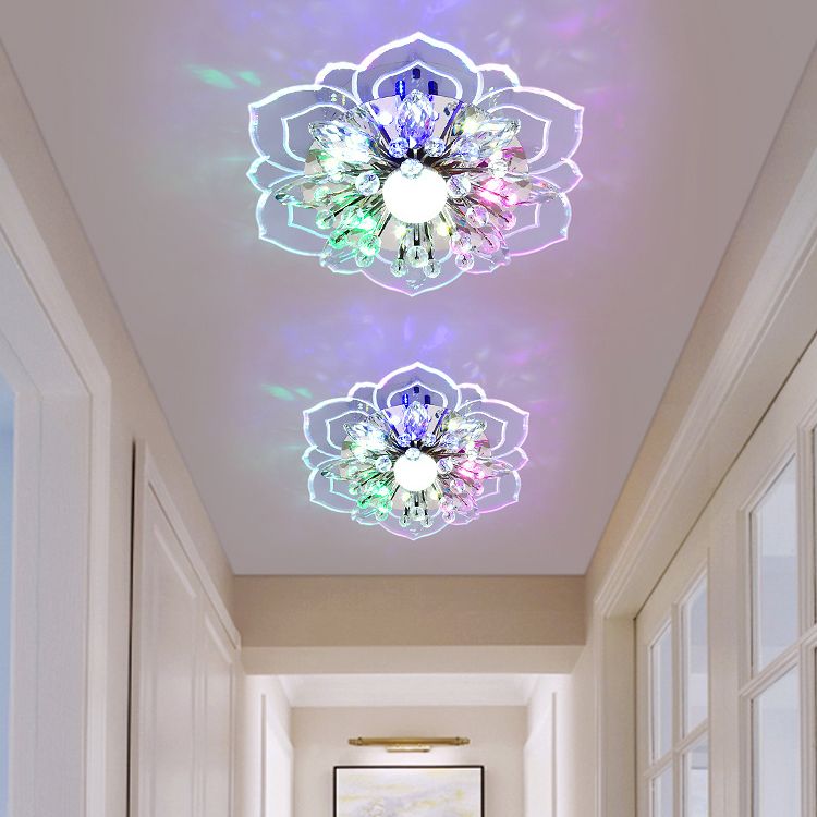 Modern Flower Ceiling Mount Light Fixture Crystal Ceiling Lights