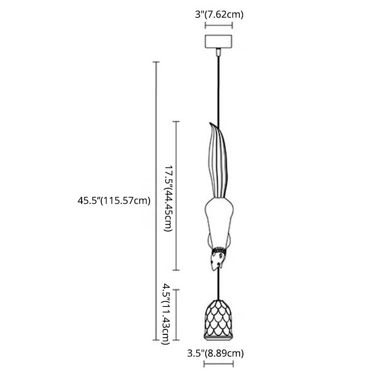 Modélisation d'écureuil en résine Single Bulbe suspension de la lumière macaron de style moderne pour chambre à coucher