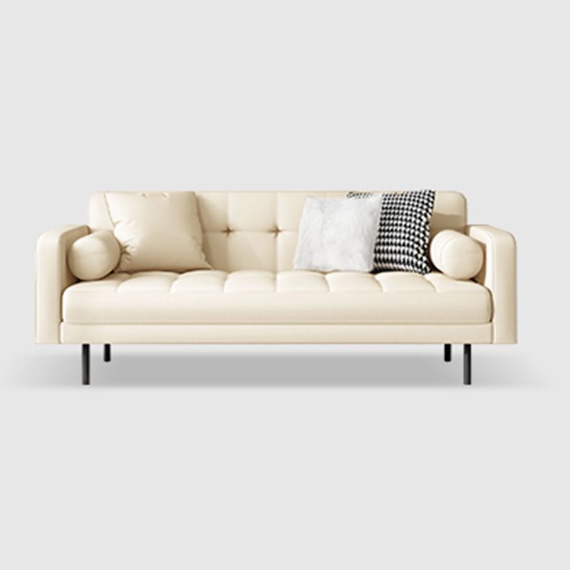 Glam Tufted Biscuit Back Standard Living Room Faux Leather Sofa