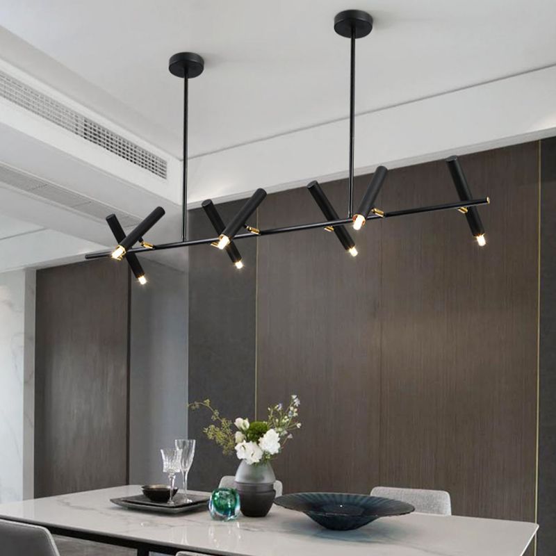Black metalen tracklamp eenvoudige stijl multi-head lineaire restaurant eilandverlichting armaturen